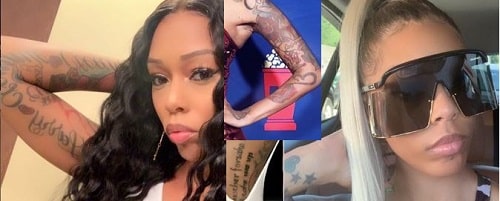 A picture of Bambi's tattoos.